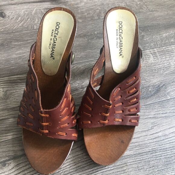 Dolce & Gabbana Vintage Wood Leather Platform sandal - Picture 5 of 14